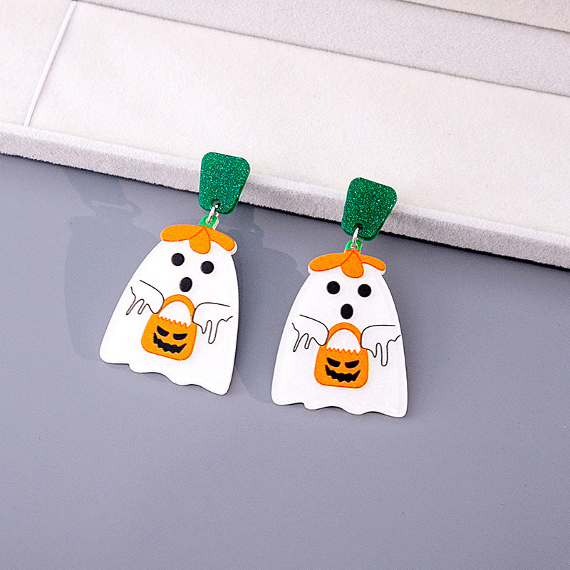 Acrylic Halloween terrifying skull earrings MIC-MDD045