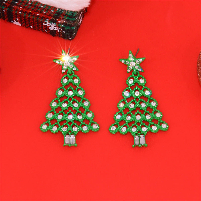 Alloy cartoon Christmas tree tassel earrings MIC-ChuY011