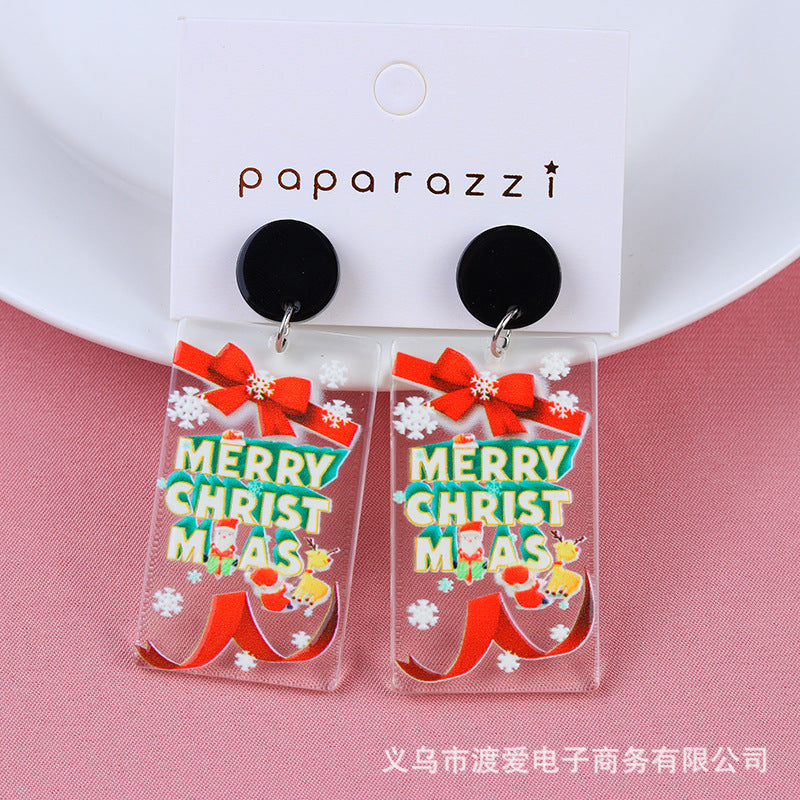 Acrylic Christmas Cartoon Gift Socks Earrings MIC-DuA099