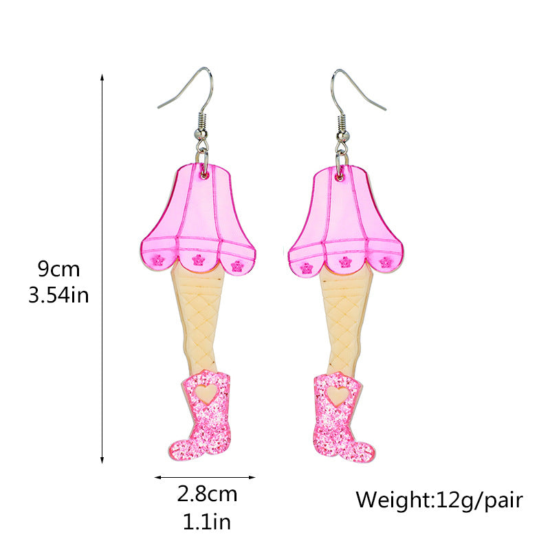 Acrylic Sparkling Pink Boots Earrings MYA-XiY004