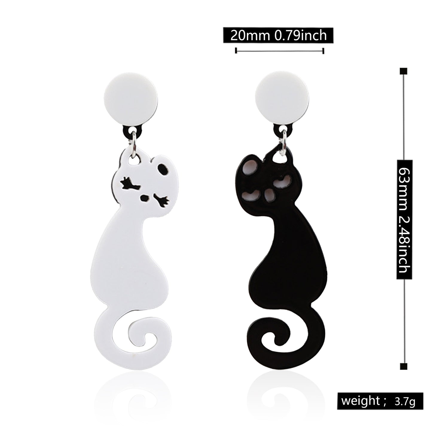 Acrylic Black and White Fox Contrast Earrings (Minimo de Compra 2) MIC-YunXi004