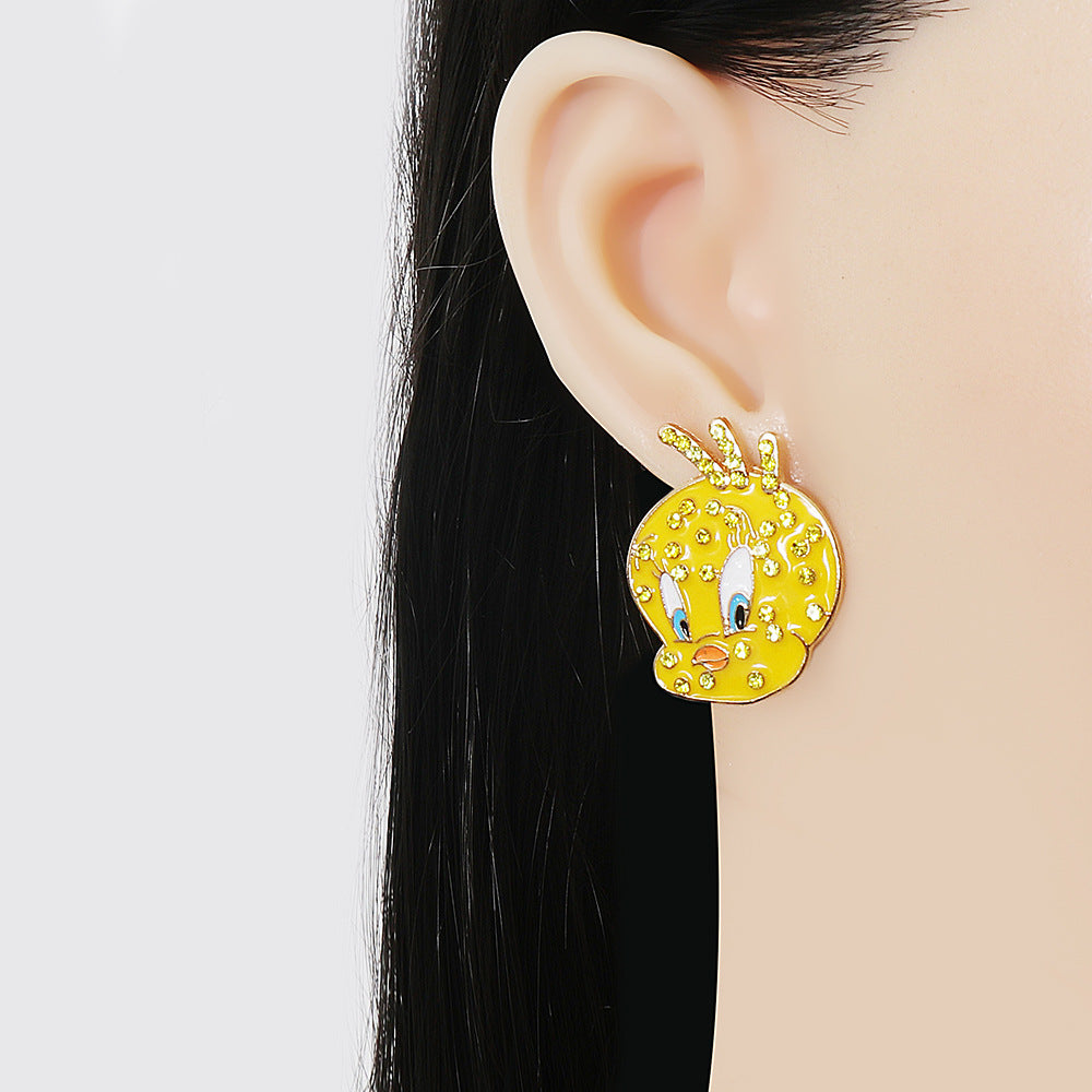 Alloy Cartoon Little Yellow Chicken Earrings MIC-JuJ001