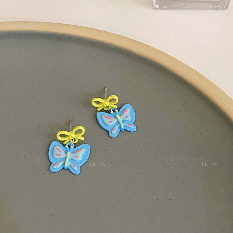 Resin Colored Love Butterfly Earrings (Minimo de Compra 2) MYA-JinK001