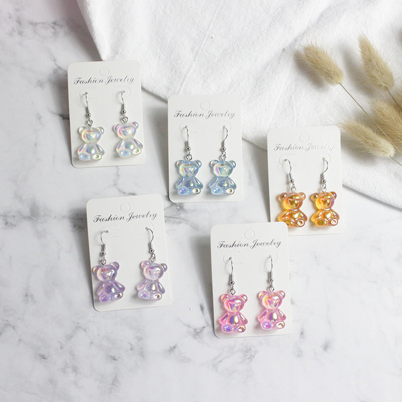 Acrylic Sweet Colorful Fresh Little Bear Earrings  (Minimo de Compra 2) MYA-PingH026