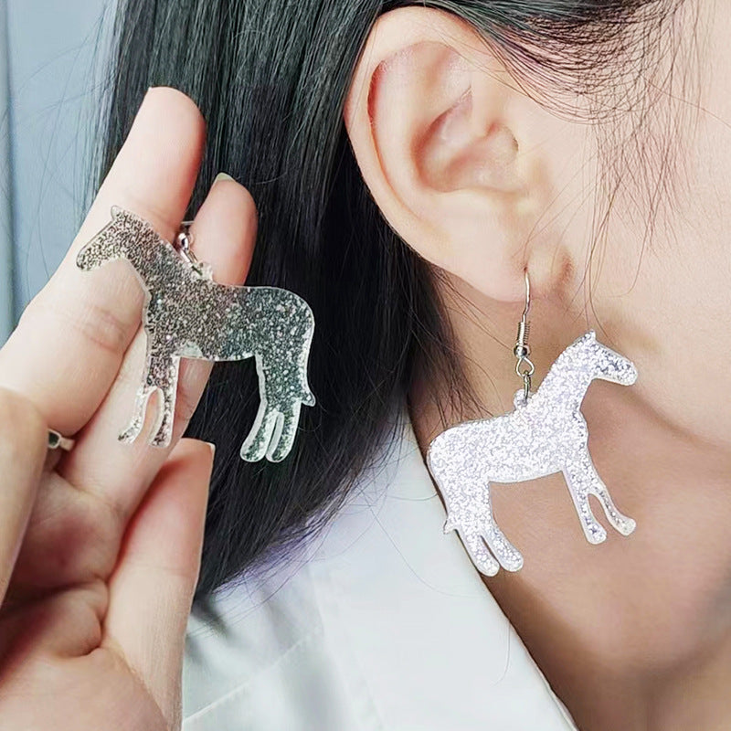 Alloy white pony earrings (Minimo de Compra 2) MIC-DuA059