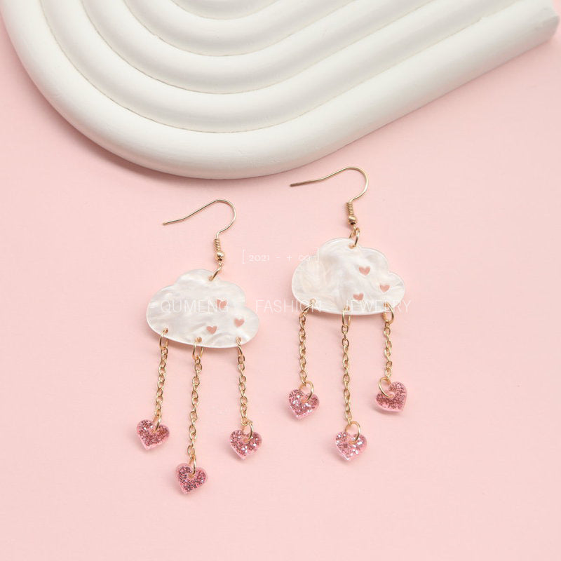 Acrylic Cloud Tassel Love Earrings MYA-OuG099