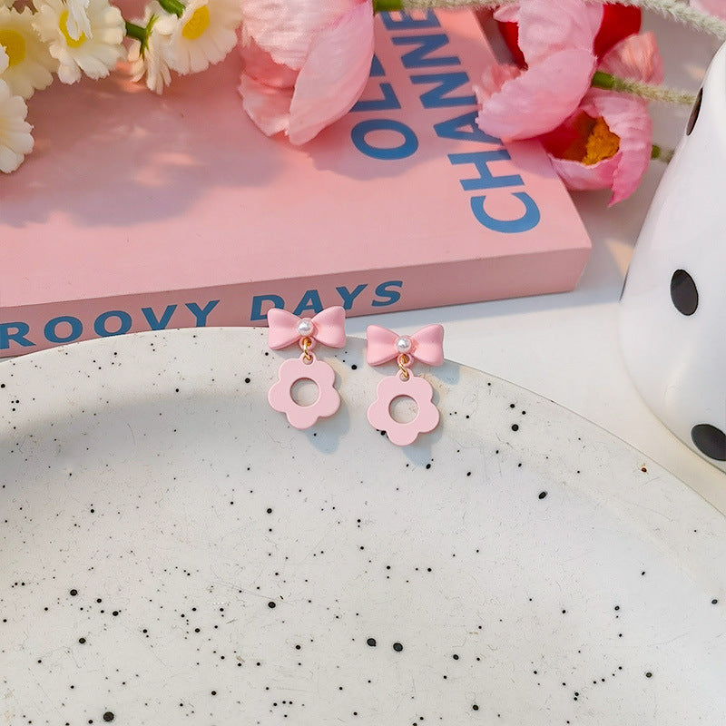 Alloy macaron pink earrings (Minimo de Compra 5) MIC-JiuY062