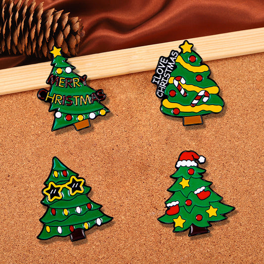 Alloy cartoon Christmas tree brooch (Minimo de Compra 5) MIC-YiN022