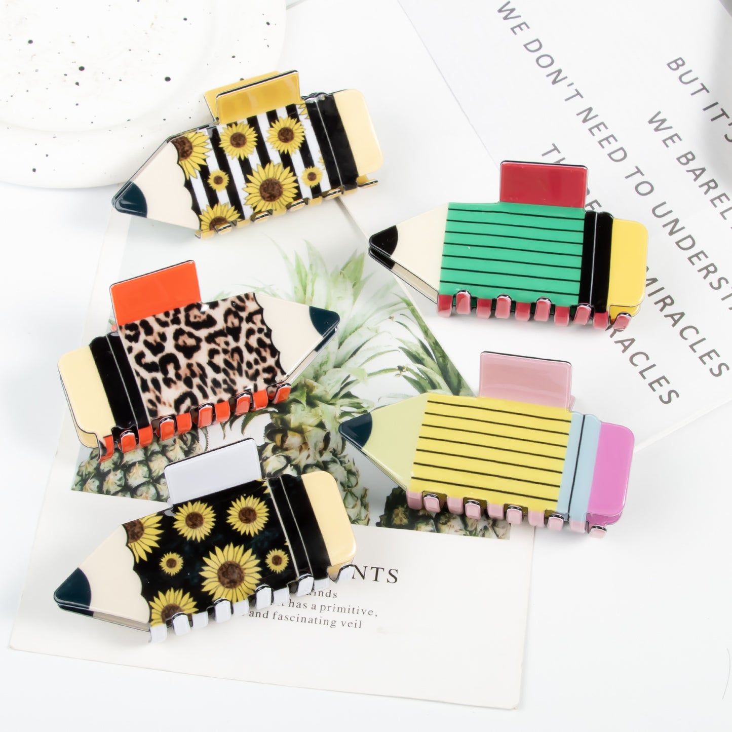 PVC Sunflower Leopard Stripe Hair Clip MIC-GLS001