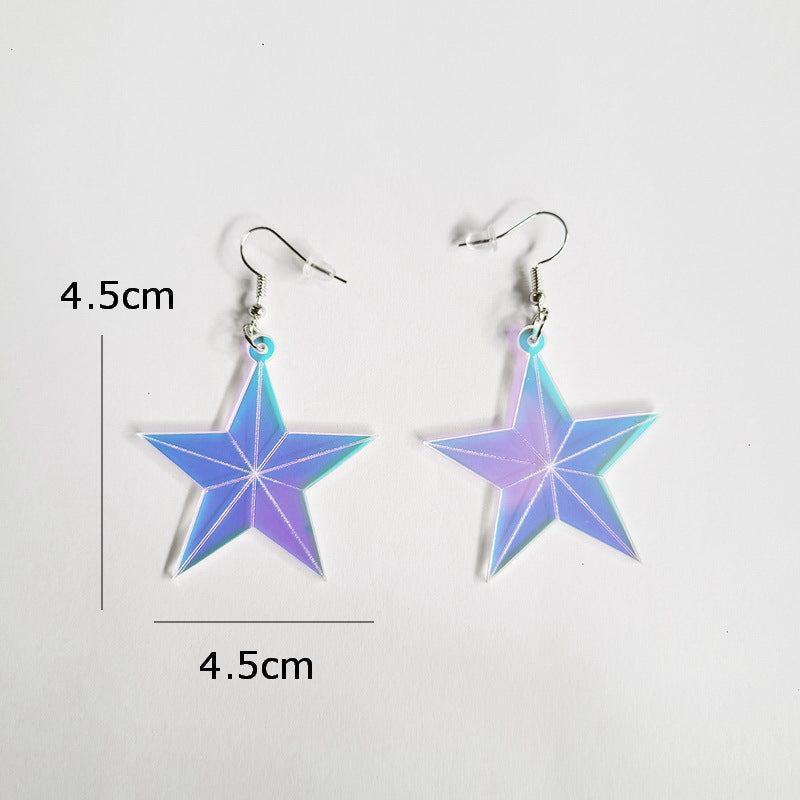 Acrylic exaggerated hollow pentagonal star earrings MIC-XueP150