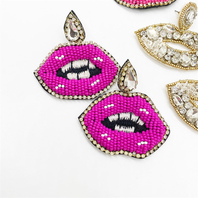 Alloy hand woven lip rice bead earrings (Minimo de compra 6) MIC-ManT001