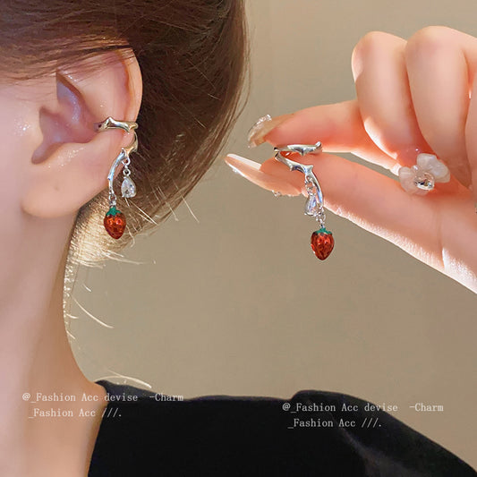 Alloy Strawberry Zircon Fashion Earrings MIC-HuiH006