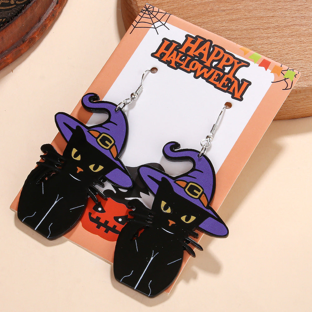 Acrylic Pumpkin Candy Little Devil Earrings (Minimo de compra 5) MYA-ManT038