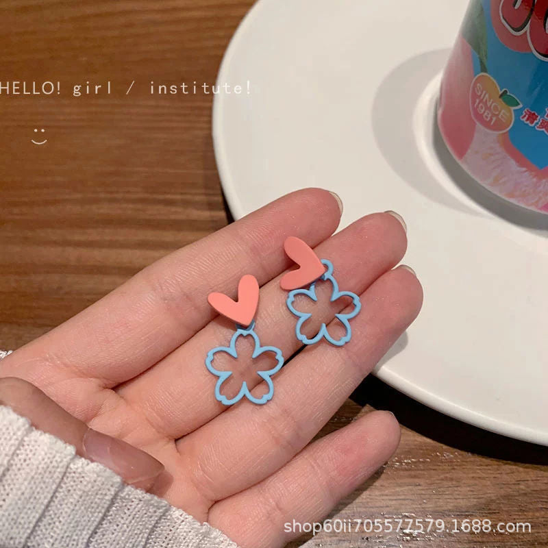 Asymmetric blue alloy earrings MIC-YinXin007