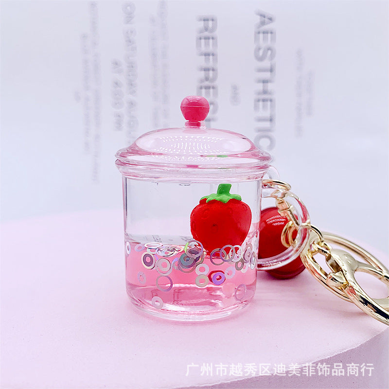 Keychain Acrylic Fruit Floating Quicksand Bottle MOQ≥2 DMF027