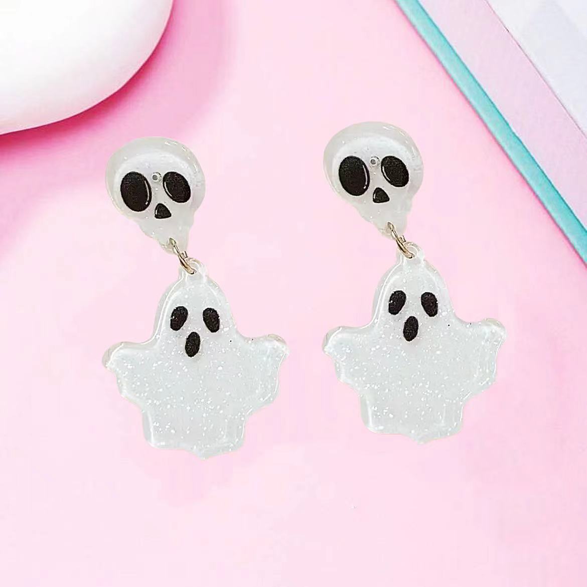 Acrylic Halloween Colorful Skull Earrings (Minimo de compra 2) MIC-AnD006