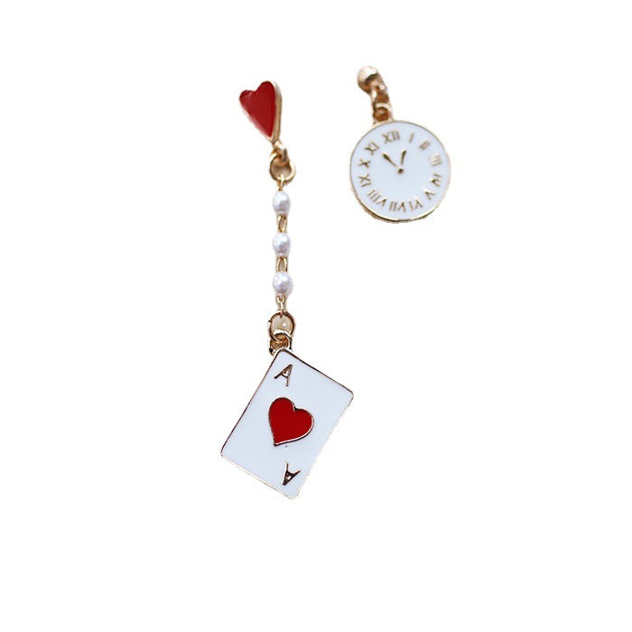 Acrylic Clock Poker Asymmetric Earrings MIC-JianL015