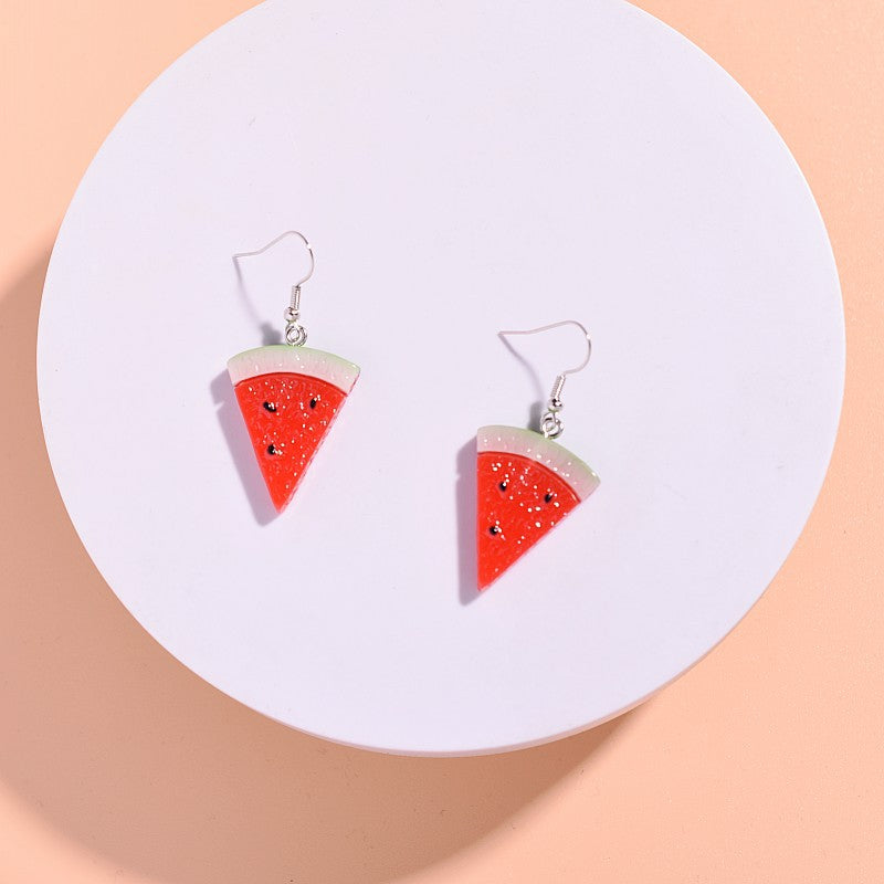 Resin versatile triangular watermelon earrings MIC-XunT005