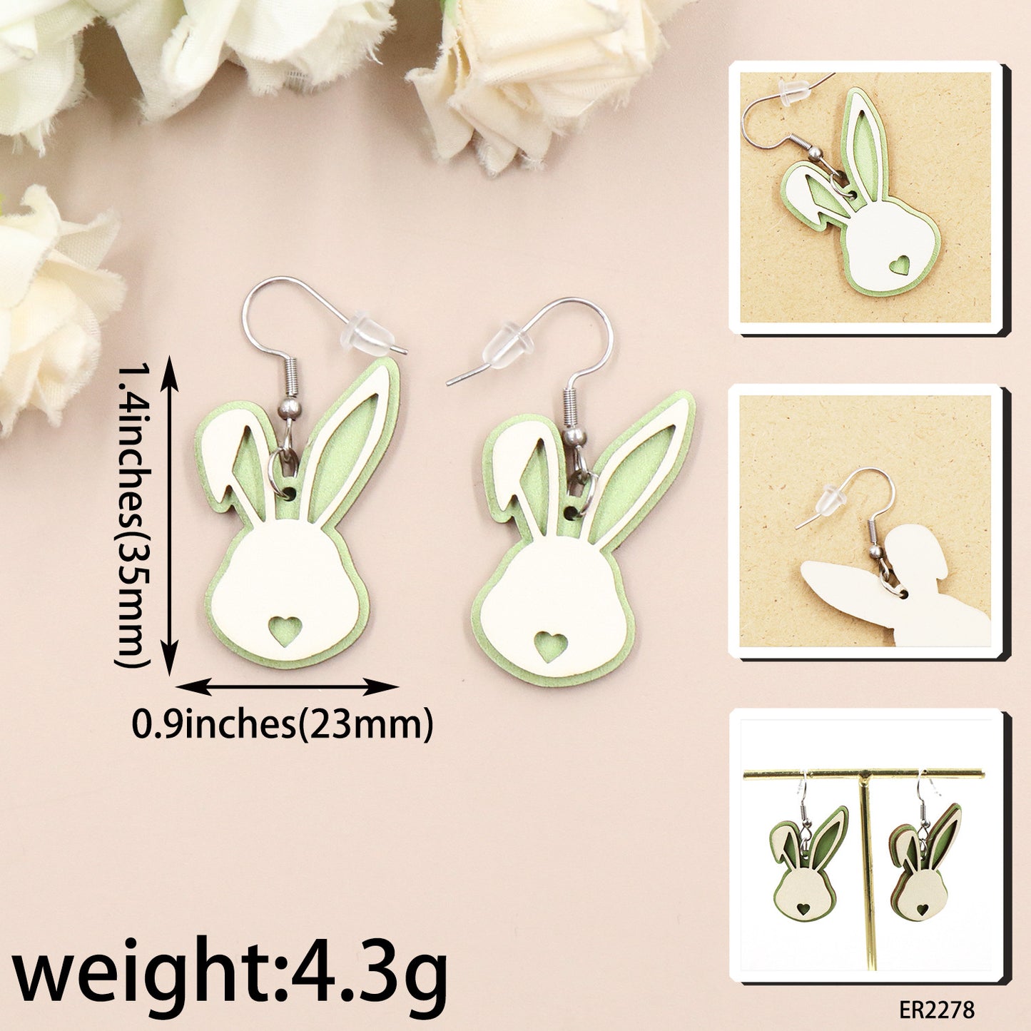 Acrylic Sweet and Cute Rabbit Earrings (Minimo de compra 5) MYA-XiaoY078