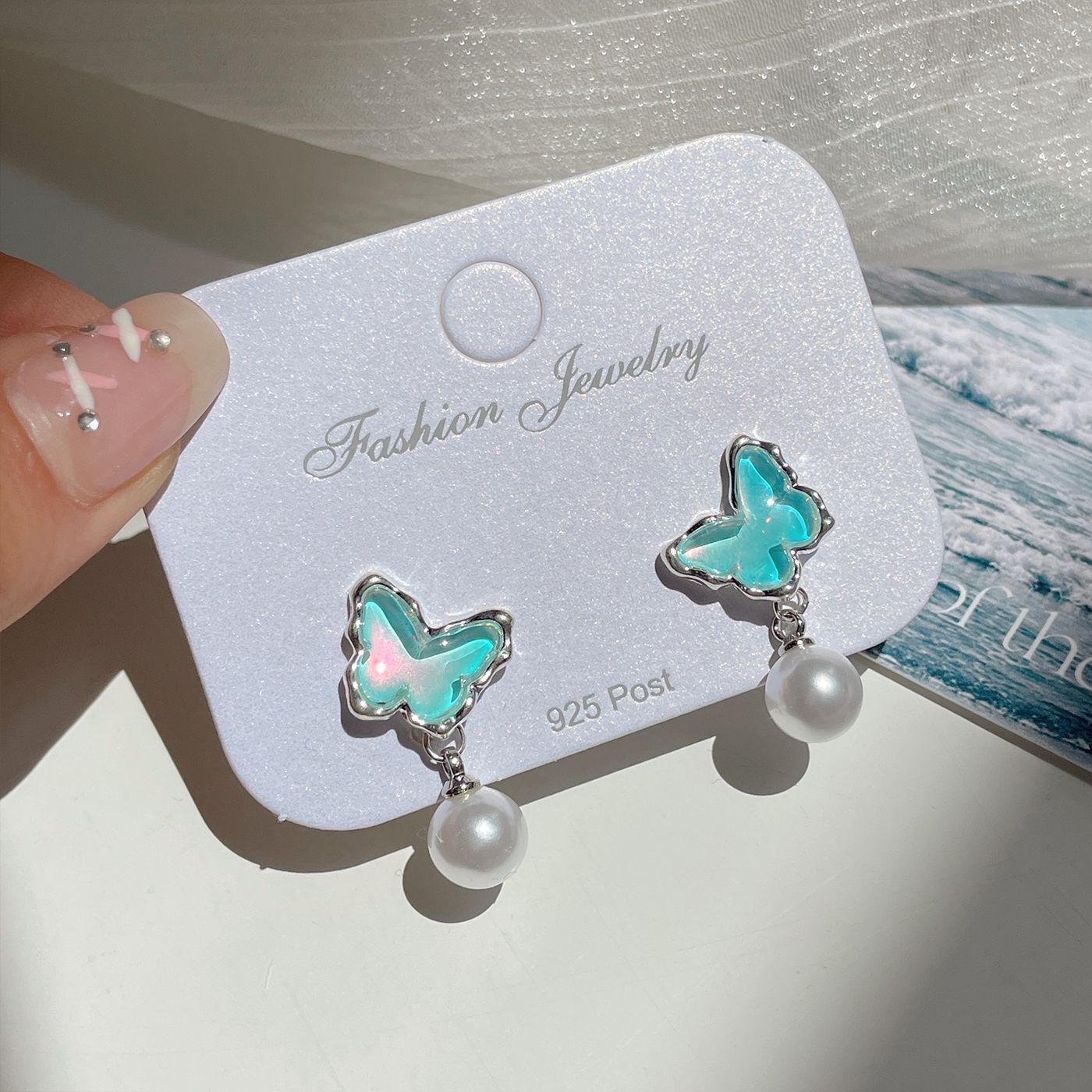 Alloy Ocean Series Blue Earrings MIC-ShuangX045