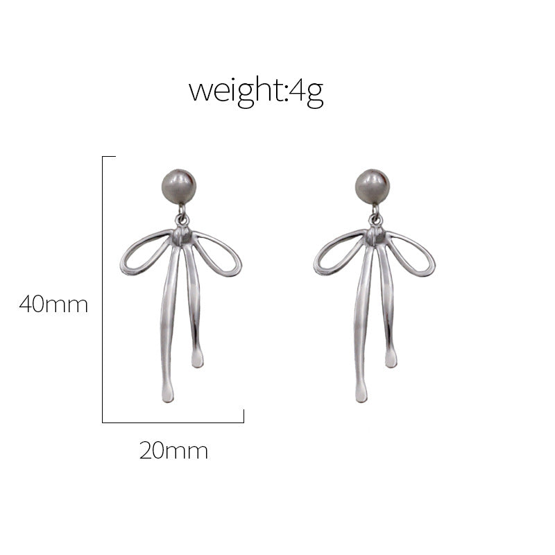 Titanium steel 18K bow earrings MYA-XuanJ013