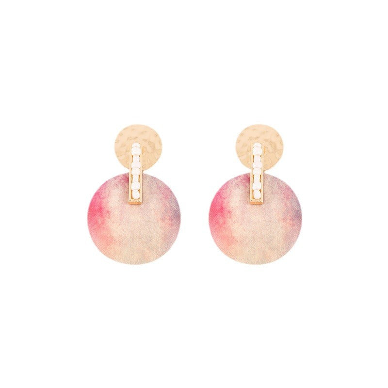 Alloy Circle Personalized Oil Painting Earrings MYA-ZhongY003