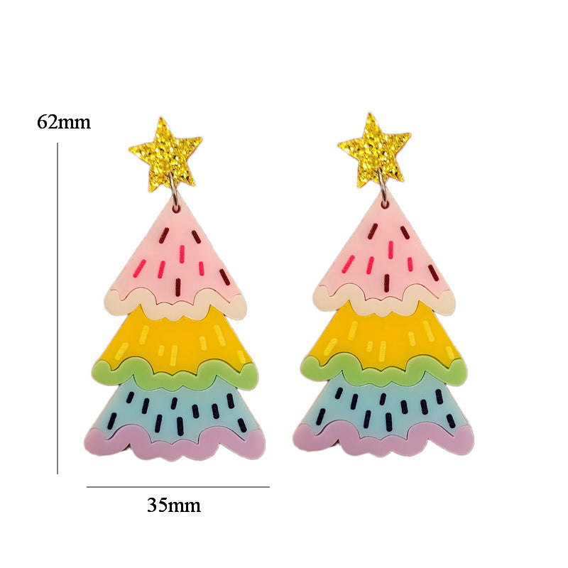 Acrylic Christmas tree earrings MIC-XueP184