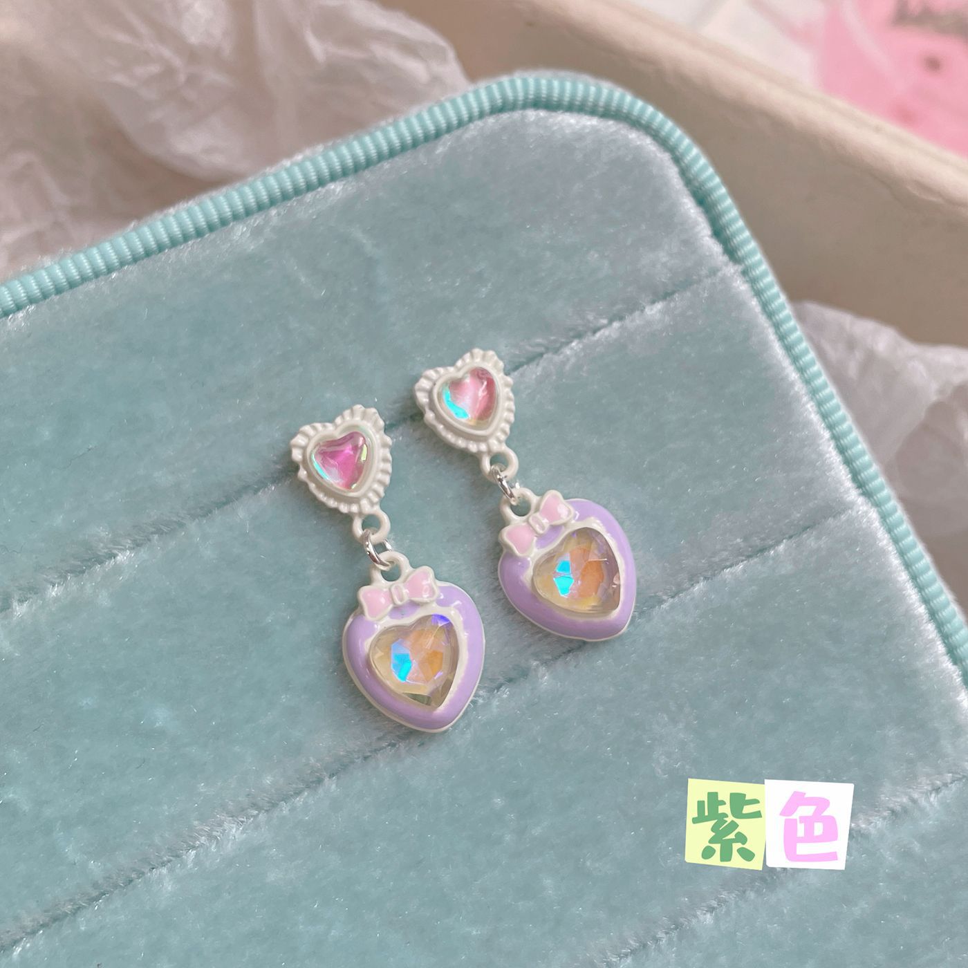 Alloy macaron peach heart pearl earrings MIC-ShuangX052