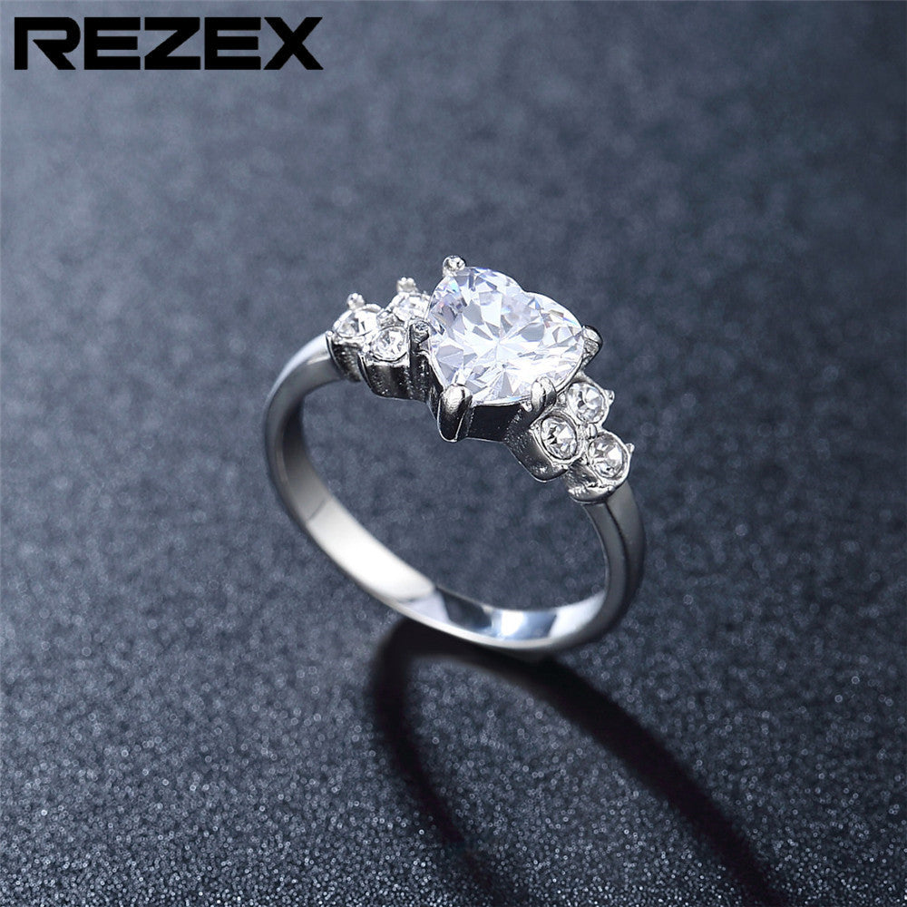 Ring Stainless Steel Wedding Diamond Ring Zircon PREMOYS002