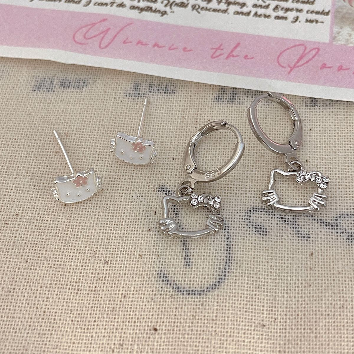 Alloy pink KT cat earrings MYA-ShuangX051