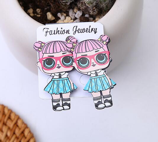 Acrylic Funny Cartoon Girl Earrings MIC-HanS001