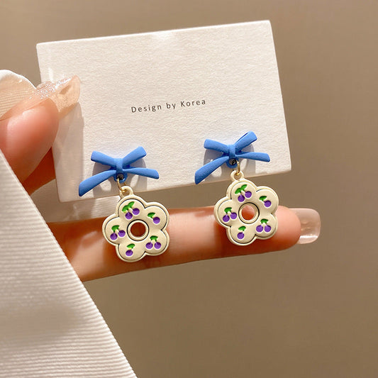 Alloy bow flower earrings MIC-LvS022