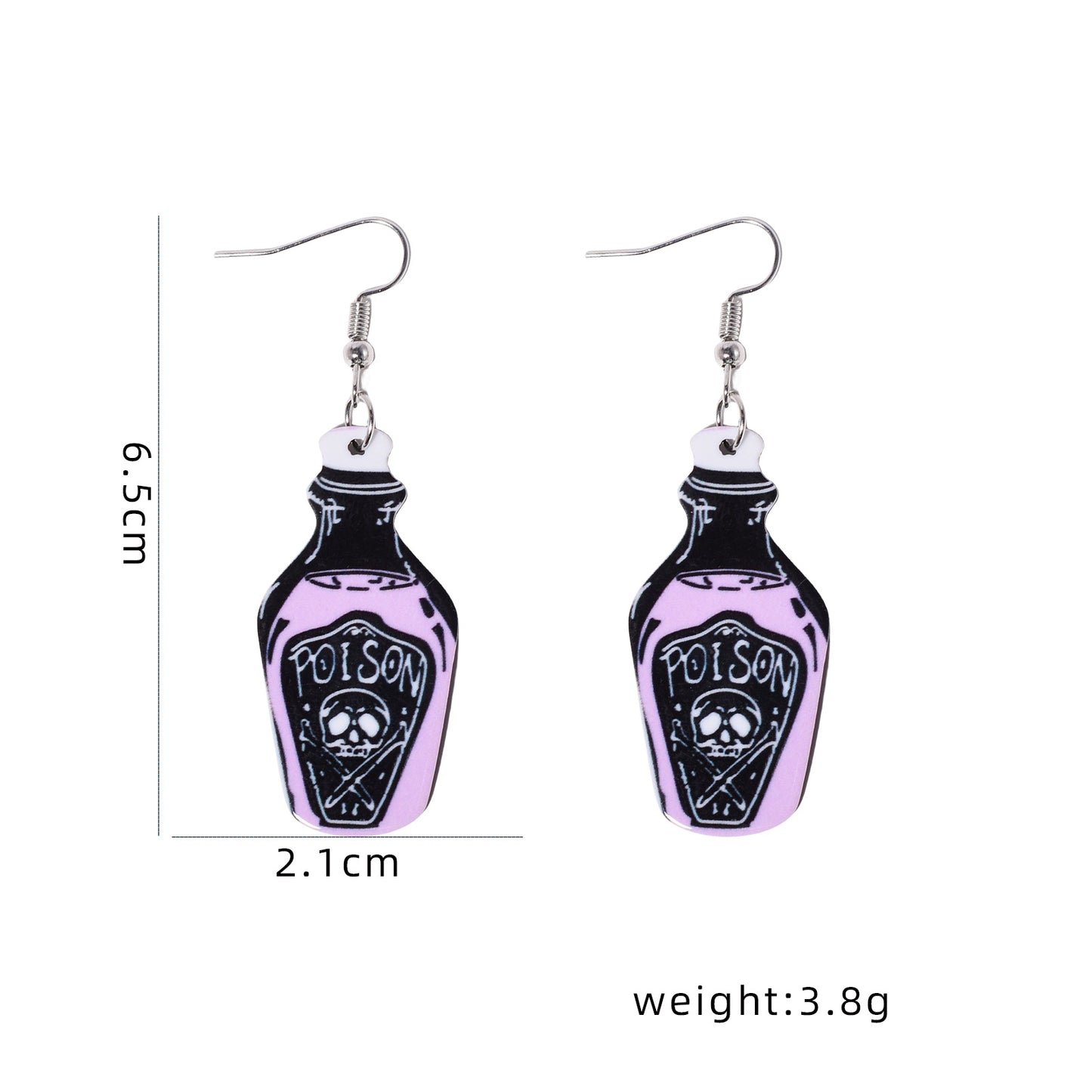 Acrylic Skull Poison Wine Bottle Earrings MYA-XunT011