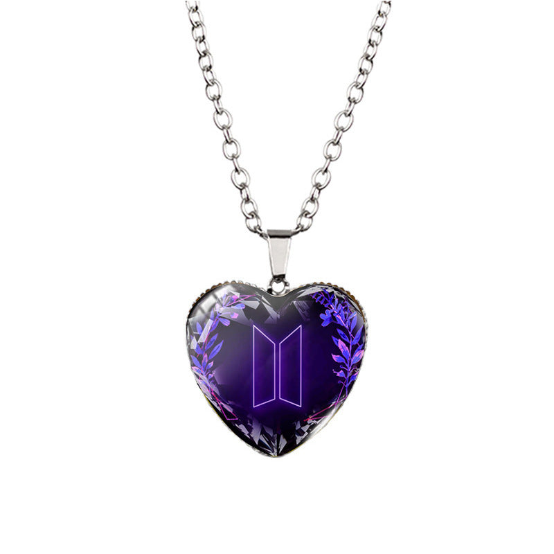 Alloy Time Gem Heart Necklace MIC-XiangL041