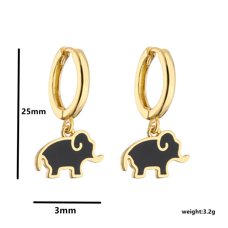 Alloy Peach Blossom Oil Elephant Earrings (Minimo de Compra 2) MIC-JuC027