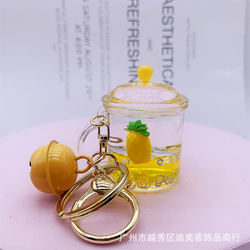 Keychain Acrylic Fruit Floating Quicksand Bottle MOQ≥2 DMF027