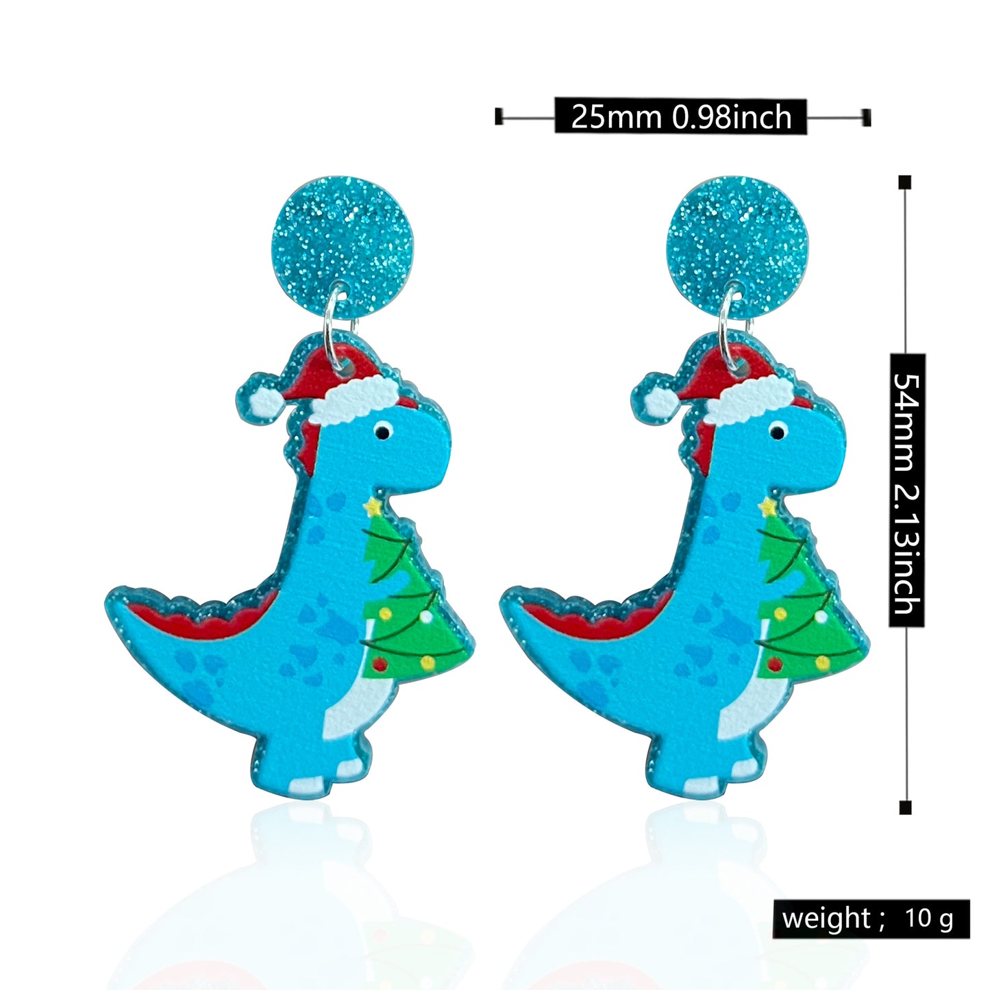 Acrylic Christmas Dinosaur Earrings (Minimo de Compra 2) MYA-YunXi009