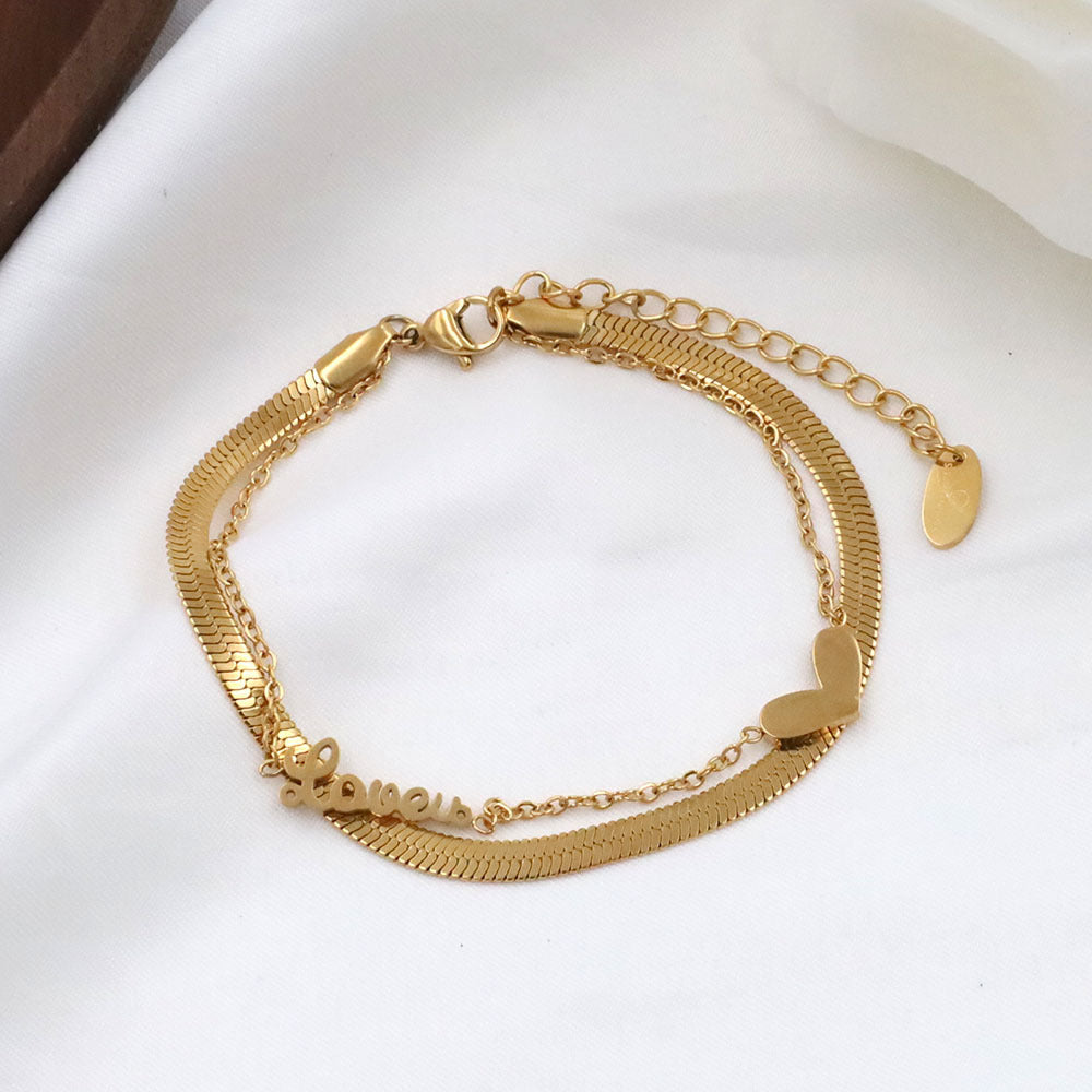 Stainless steel gold-plated letter heart bracelet MYA-XuanJ017