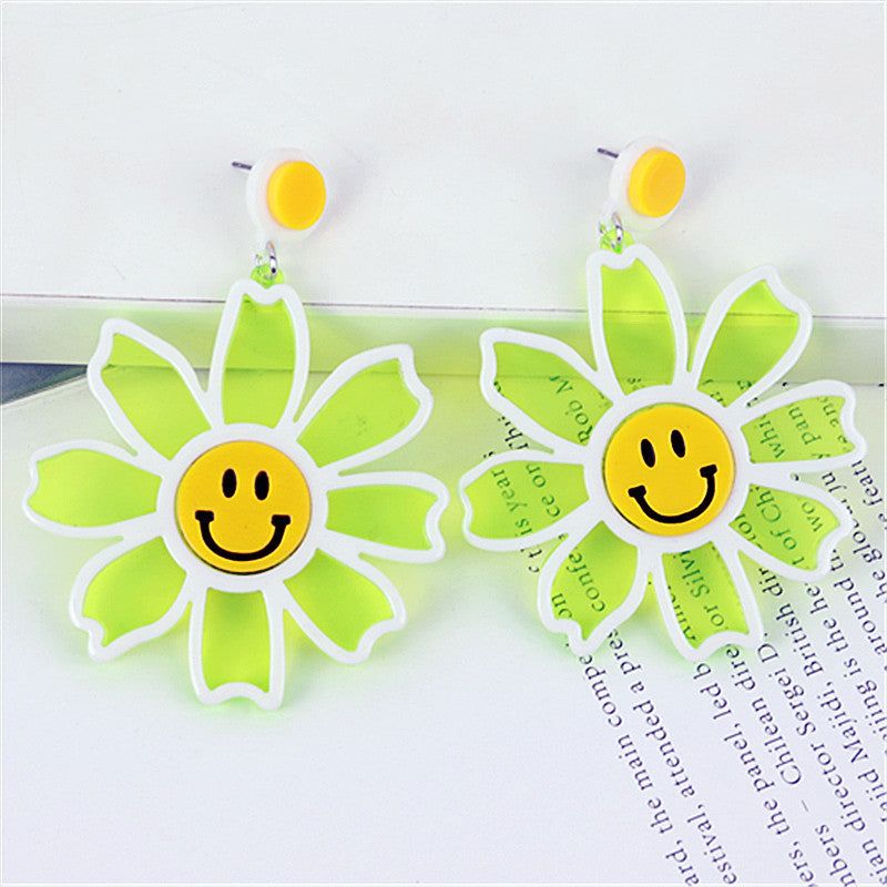 Acrylic Flower Smiling Face Earrings MIC-ChouD010