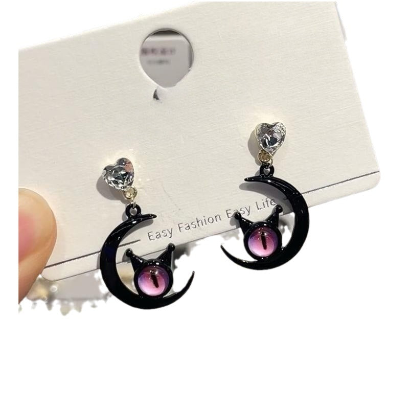 Alloy Black Powder Little Monster Moon Earrings MYA-YouX010