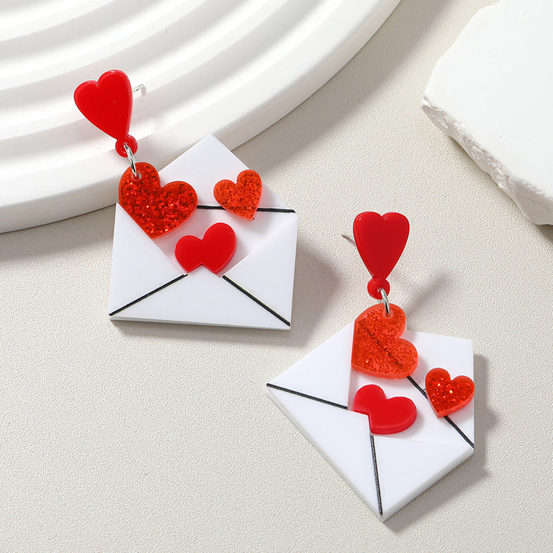 Acrylic Envelope Love Earrings (Minimo de Compra 3) MIC-HaoC005