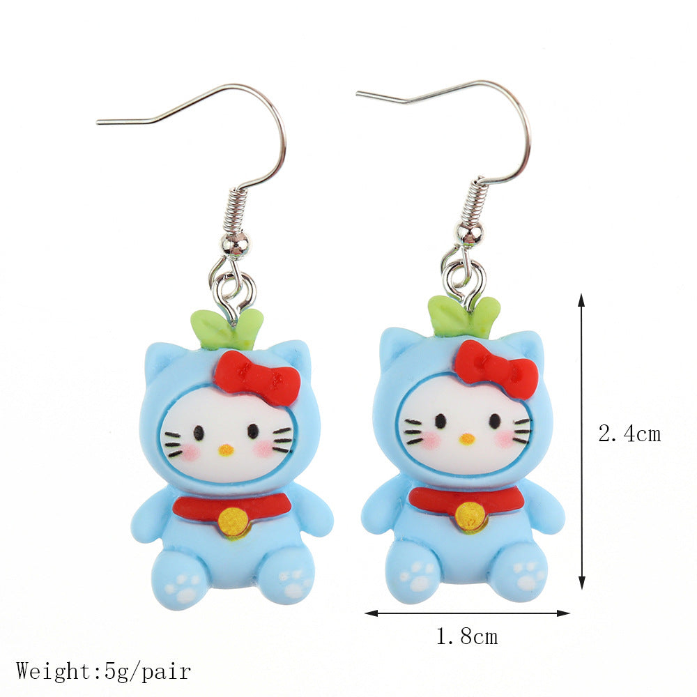 Resin Earrings Cute Cartoon Bear Kitty Kitten (S) niqing026