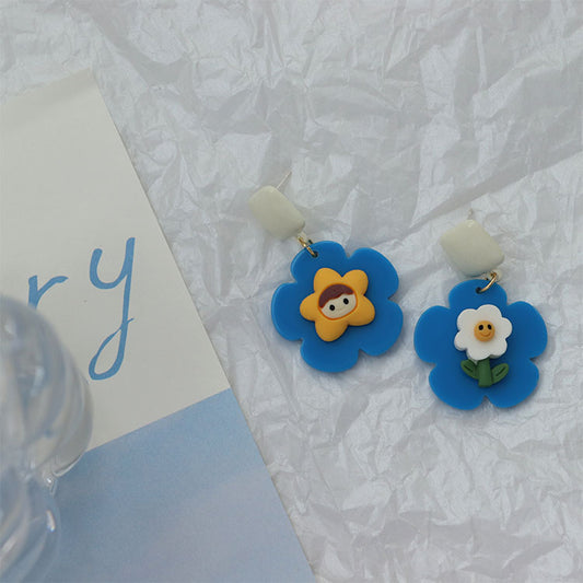 Alloy three-dimensional flower earrings MIC-QingJ032