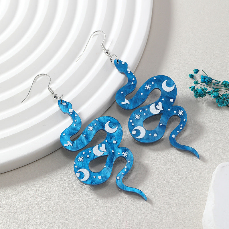 Acrylic Python Star Moon Earrings MIC-KaiQ019