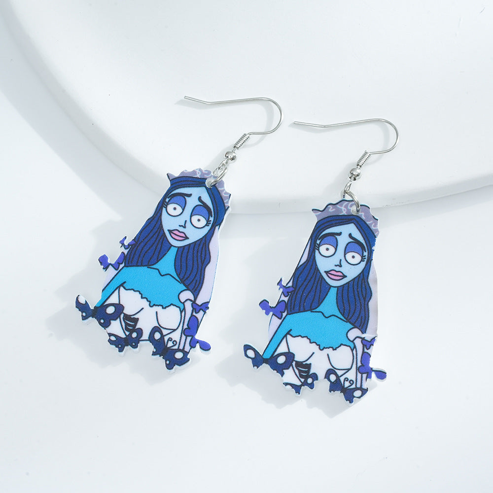 Acrylic Asymmetric Zombie Couple Earrings (Minimo de compra 2) MIC-AnD012