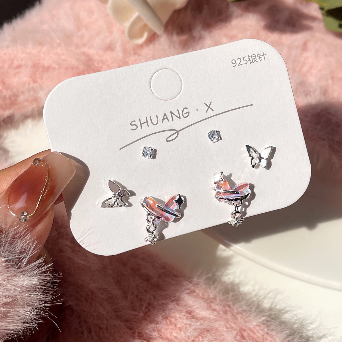 Alloy laser aurora butterfly earrings MIC-ShuangX043