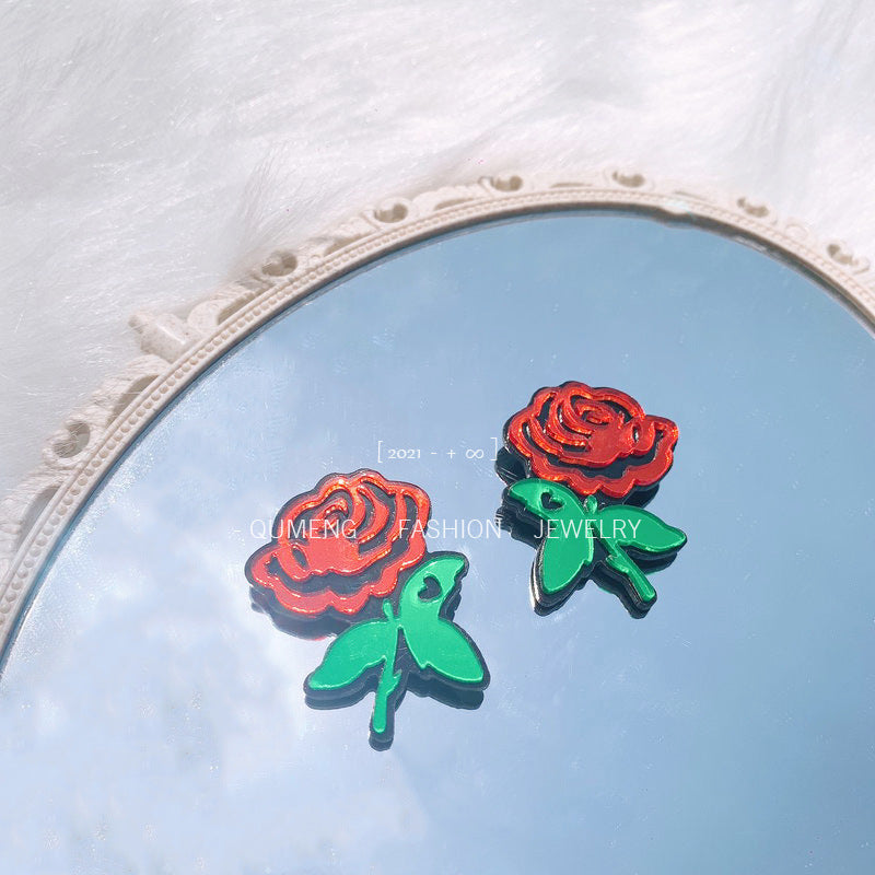 Alloy acrylic Gothic rose earrings MYA-OuG111