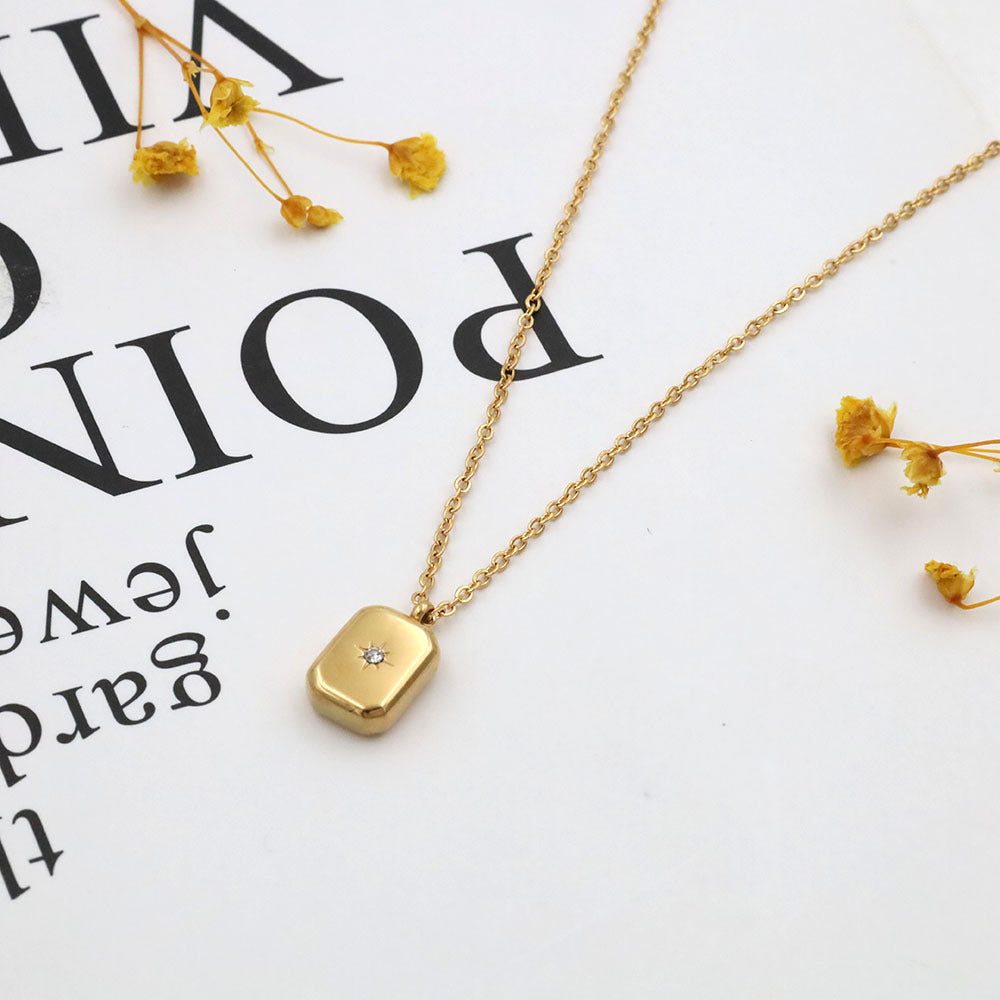 Stainless steel gold-plated gold brick necklace MYA-XuanJ030