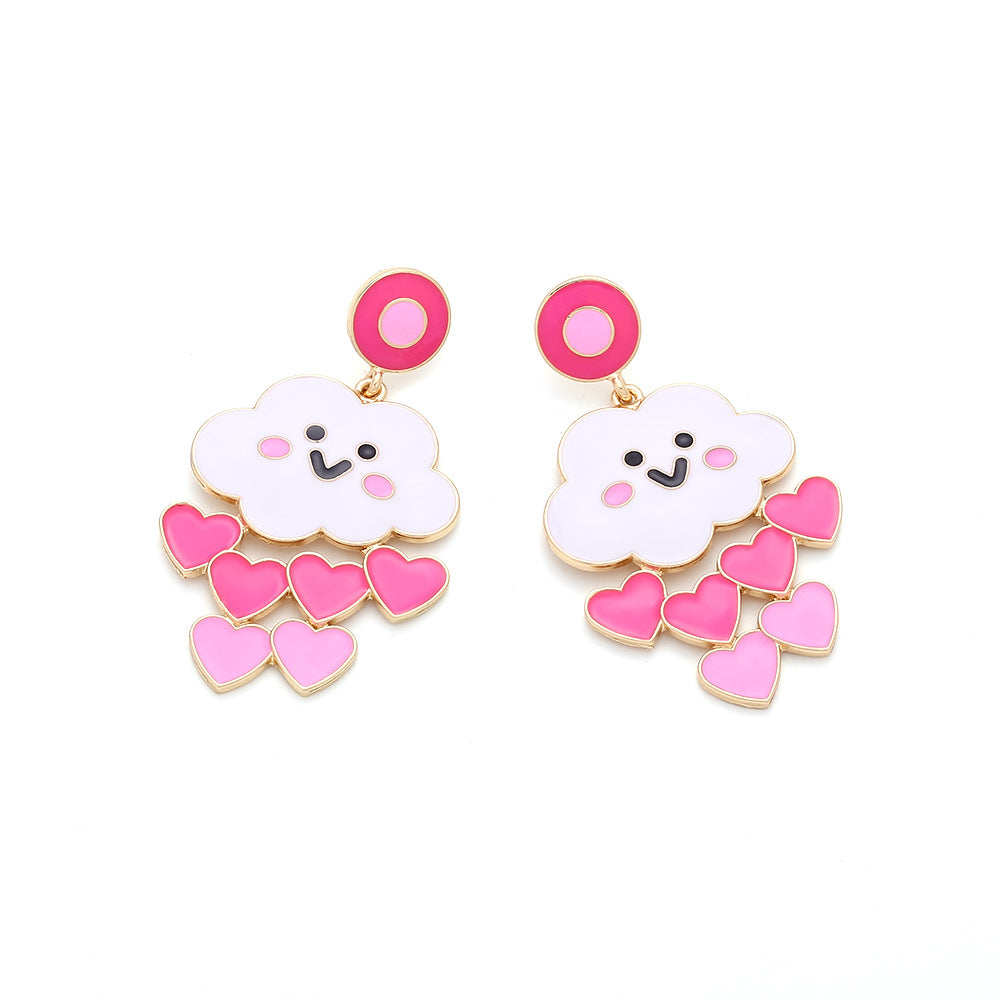 Alloy Drop Oil Love Cloud Earrings MIC-ManY069