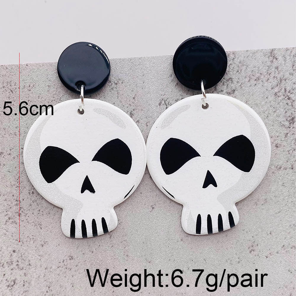 Acrylic Halloween Ghost Skull Earrings (Minimo de Compra 2) MIC-ChenY016